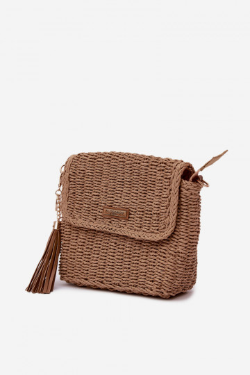 Un petit sac à main Typu Facteur avec des éléments ajourés Brun Tamara