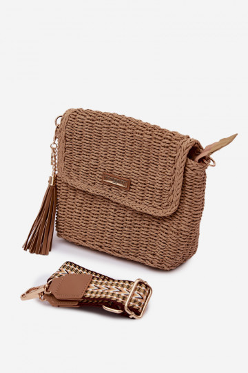 Un petit sac à main Typu Facteur avec des éléments ajourés Brun Tamara 2