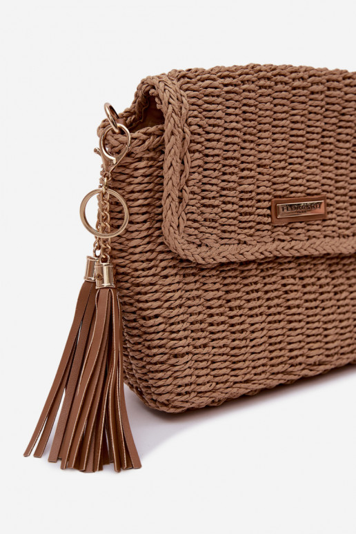 Un petit sac à main Typu Facteur avec des éléments ajourés Brun Tamara