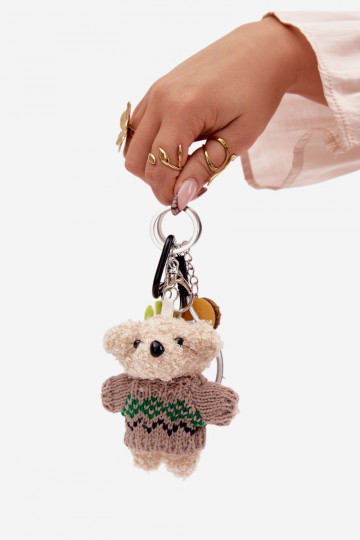 Breloczek ZaÀieszka Do Torebki Kluczy Nounours DANS SÀeterku RakietaPiłką Hamburger couleur argent