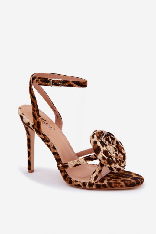Sandales pour femmes avec talons fins, ornements et motif léopard Geloria