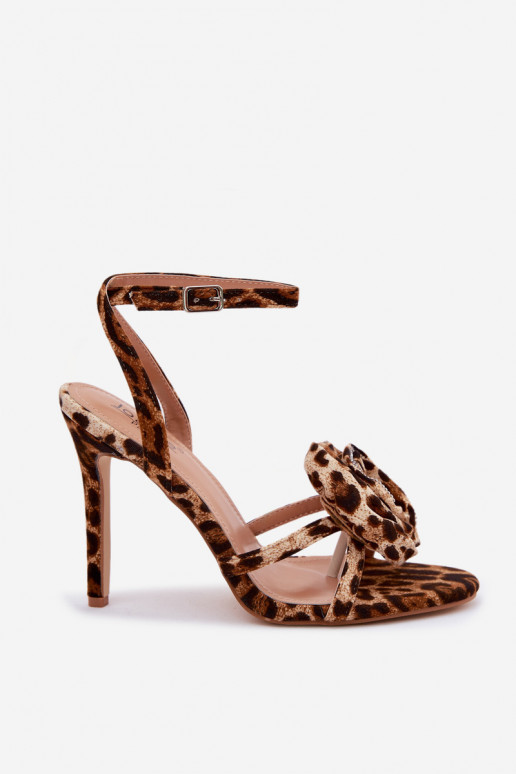 Sandales pour femmes avec talons fins, ornements et motif léopard Geloria