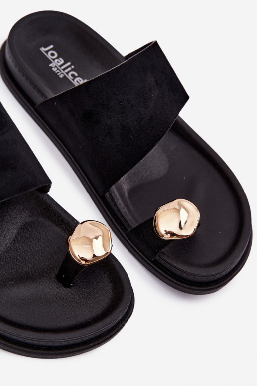 Chaussons noirs pour femmes avec détails dorés Felinae