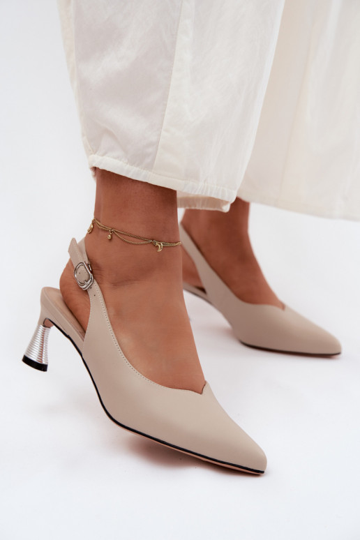Sandales beiges pour femmes avec talons Vinceza 66922