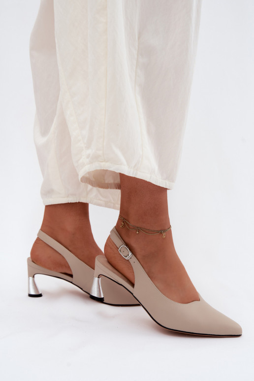 Sandales beiges pour femmes avec talons Vinceza 66922