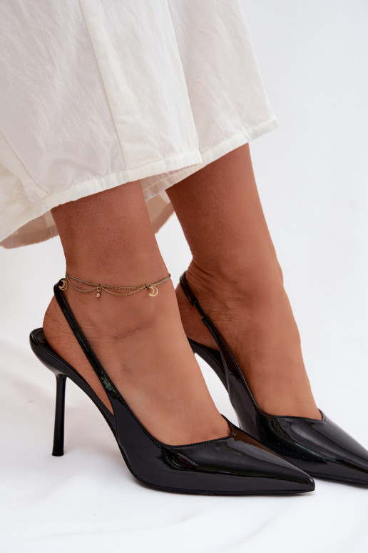 Sandales à talons hauts noires en cuir verni Calera