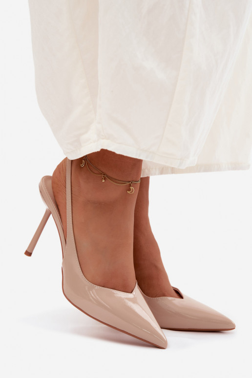 avec effet vernis chaussures à talons hauts des sandalesImitacji Skóry beige Calera