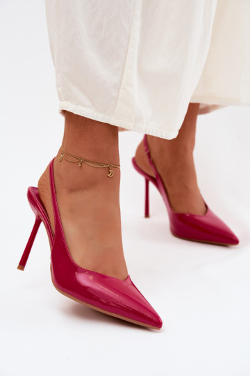 avec effet vernis chaussures à talons hauts des sandalesImitacji Skóry couleur rose Calera