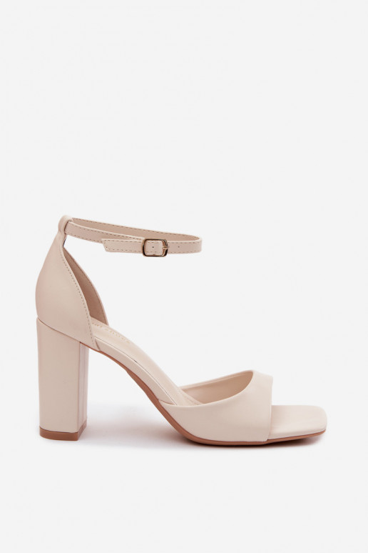 Sandales à talons hauts ivoire pour femmes en cuir verni Melvra