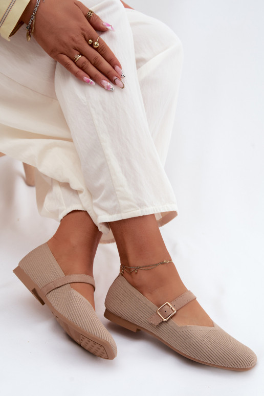 BallerinesChaussures rayéesgo Il fauttérielu Pasek avec boucles beige Calvra