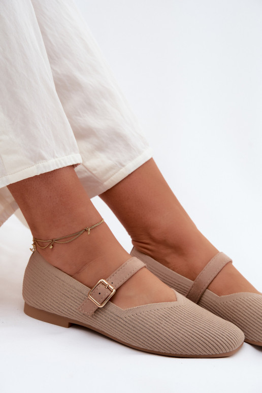 BallerinesChaussures rayéesgo Il fauttérielu Pasek avec boucles beige Calvra