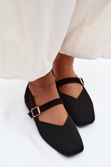 BallerinesChaussures rayéesgo Il fauttérielu Pasek avec boucles couleur noire Calvra