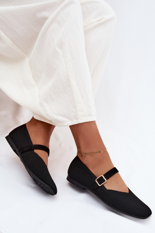 BallerinesChaussures rayéesgo Il fauttérielu Pasek avec boucles couleur noire Calvra