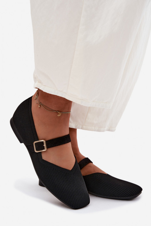 BallerinesChaussures rayéesgo Il fauttérielu Pasek avec boucles couleur noire Calvra