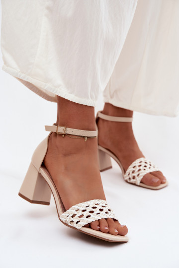 Sandales à talons hauts pour femme Avec tresse couleur ivoire Felena 2