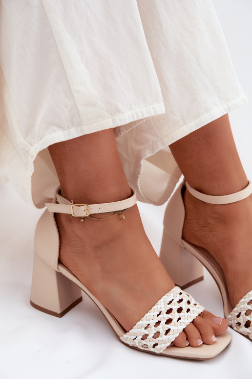 Sandales à talons hauts pour femme Avec tresse couleur ivoire Felena