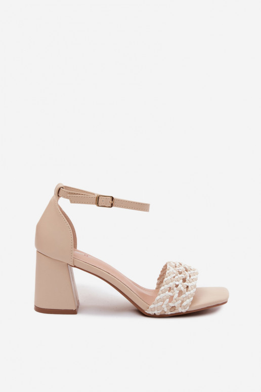 Sandales à talons hauts pour femme Avec tresse couleur ivoire Felena