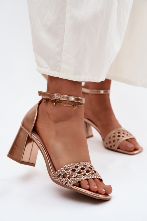 Sandales à talons hauts champagne pour femmes avec tresses Felena