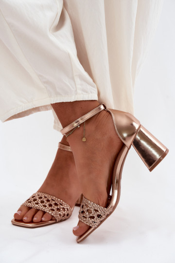 Sandales à talons hauts champagne pour femmes avec tresses Felena 2