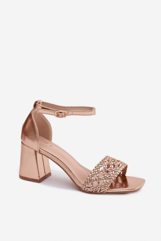 Sandales à talons hauts champagne pour femmes avec tresses Felena