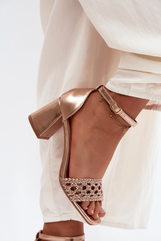 Sandales à talons hauts champagne pour femmes avec tresses Felena