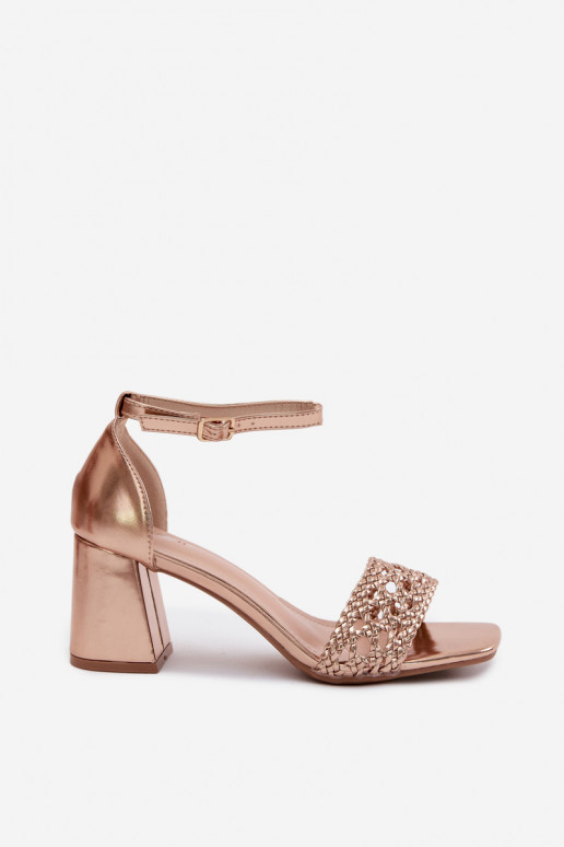 Sandales à talons hauts champagne pour femmes avec tresses Felena
