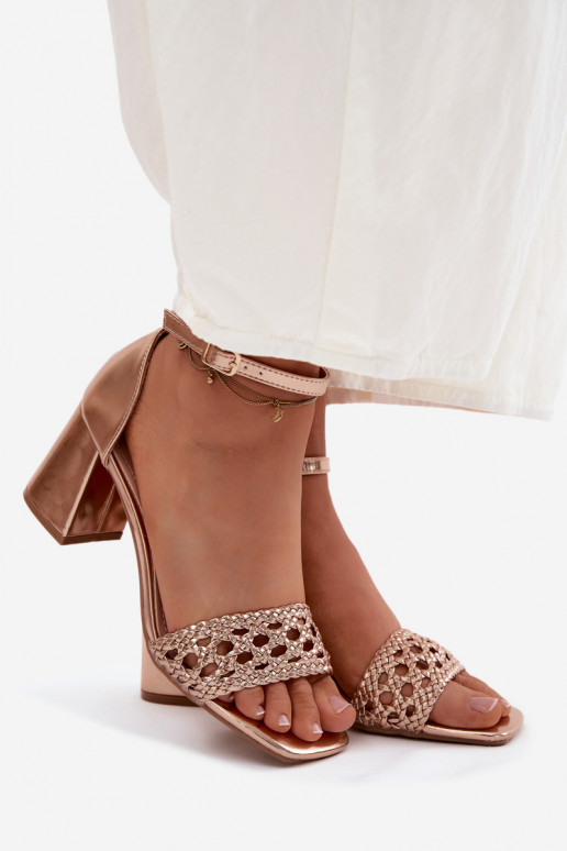 Sandales à talons hauts champagne pour femmes avec tresses Felena