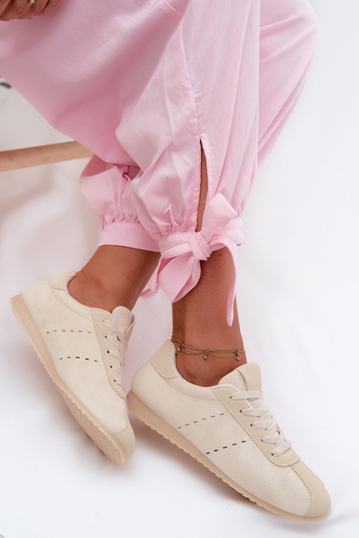 Baskets ivoire pour femmes en daim synthétique Melvelin
