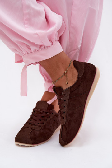 Baskets brunes pour femmes en daim synthétique Melvelin 2