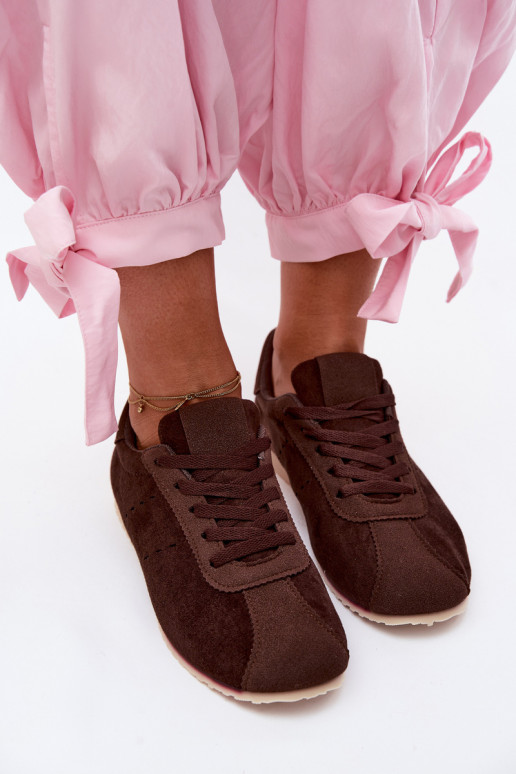 Baskets brunes pour femmes en daim synthétique Melvelin