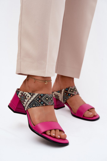 Peau À motifs Pantoufles pour femmes avec des talons Il fautciejka K7522-15 couleur rose