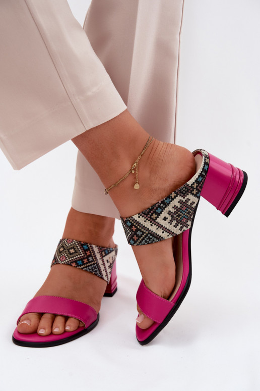 Peau À motifs Pantoufles pour femmes avec des talons Il fautciejka K7522-15 couleur rose