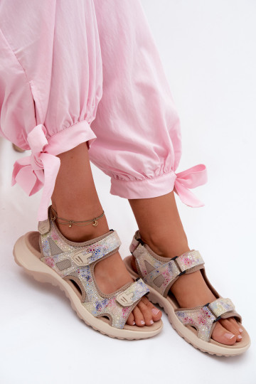 Sandales en cuir multicolores à motifs pour femmes de style sportif Morenia
