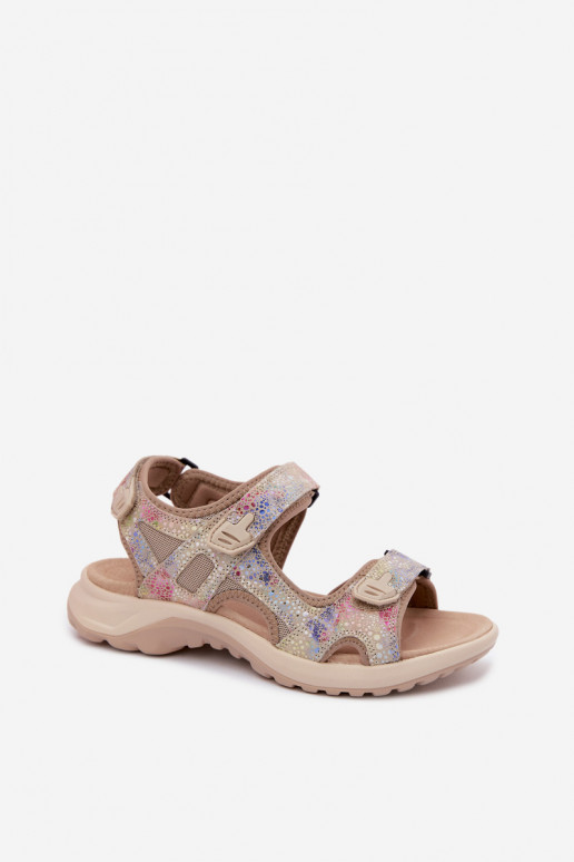 Sandales en cuir multicolores à motifs pour femmes de style sportif Morenia