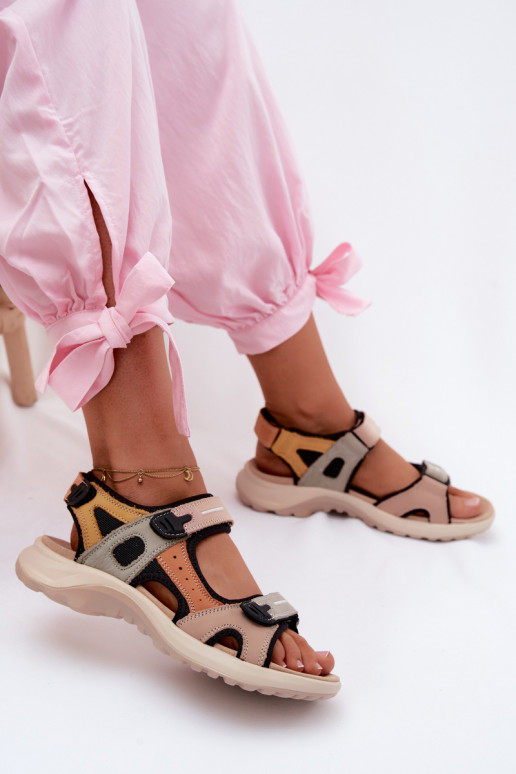 Sandales pour femmes orange et noires de style sportif Morenia