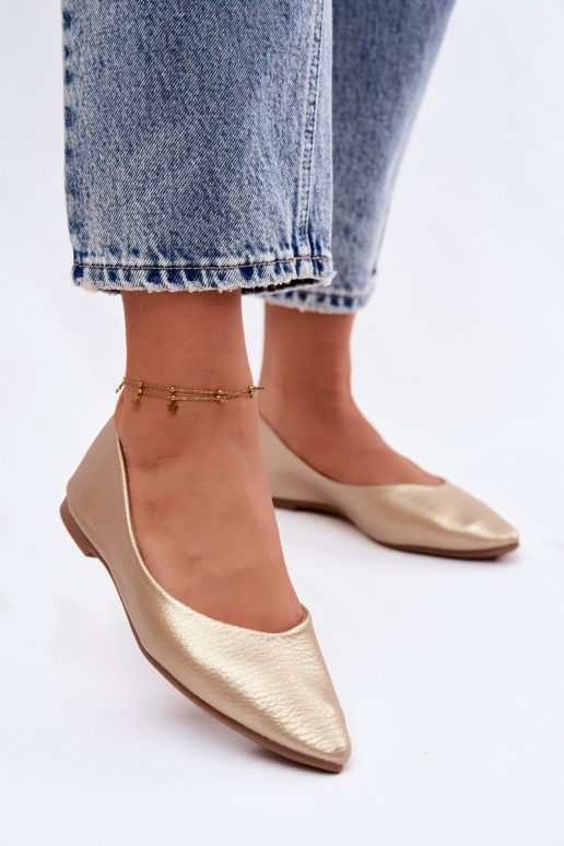 Ballerines en simili cuir couleur or Nelisa