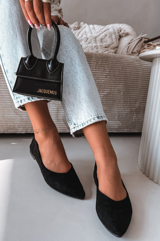 Ballerines plates en daim couleur noire Lelisa