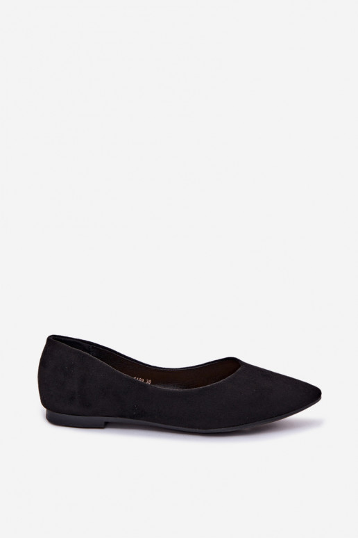Ballerines plates en daim couleur noire Lelisa