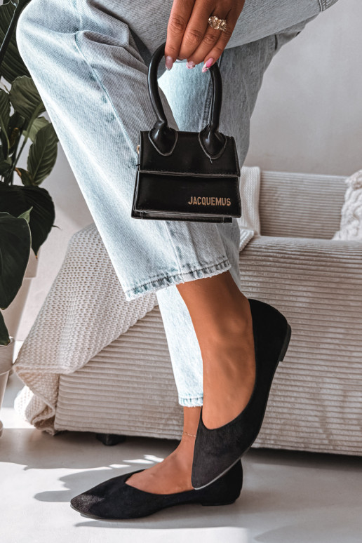 Ballerines plates en daim couleur noire Lelisa