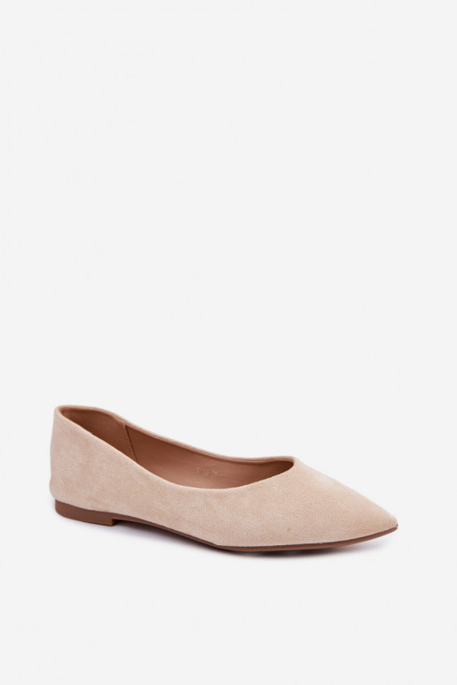 Ballerines plates en daim couleur sable Lelisa