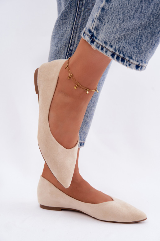 Ballerines plates en daim couleur sable Lelisa