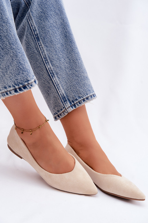Ballerines plates en daim couleur sable Lelisa