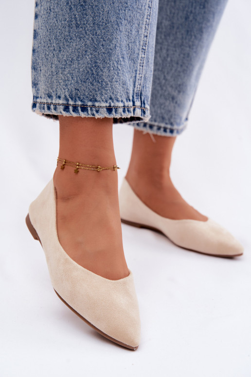 Ballerines plates en daim couleur sable Lelisa