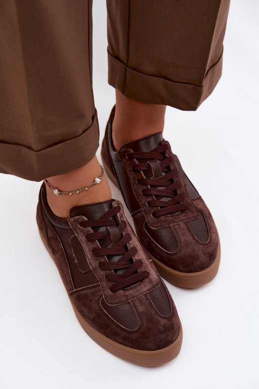 Baskets en daim pour femmes Vinceza 7933 couleur chocolat