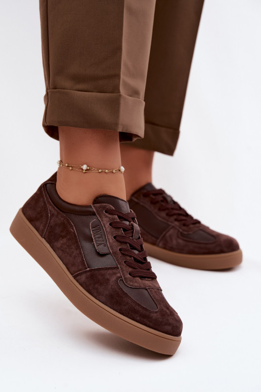 Baskets en daim pour femmes Vinceza 7933 couleur chocolat