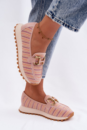 Chaussures modèle baskets Glisser sur Ze couleur doréem Detalem GOE TT2N4081 couleur rose