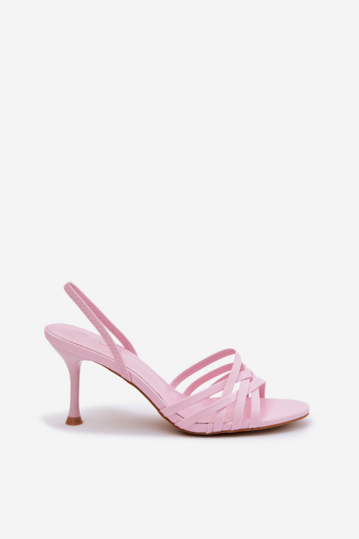 Sandales roses à talon fin et lanières Velivelle
