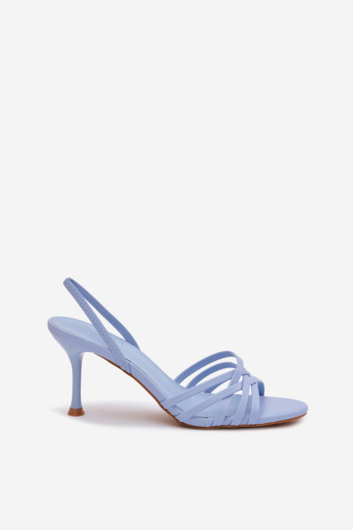 Sandales pour femmes avec des talons fins avec des bandes couleur bleue Velivelle