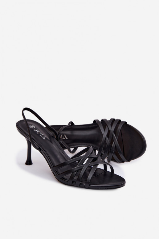 Sandales noires à talon fin et lanières Velivelle