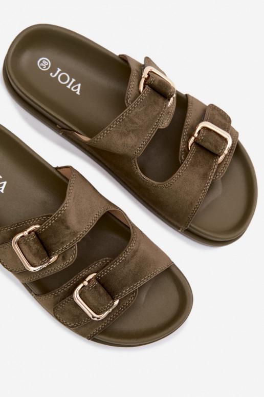 Chaussons khaki avec boucles dorées Pelorin